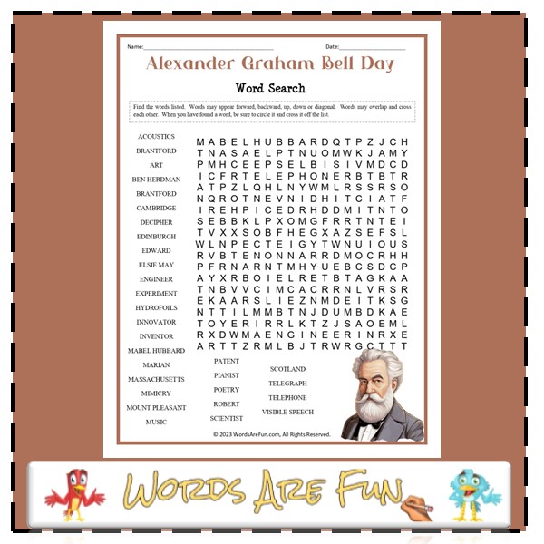 Alexander Graham Bell Day Word Search