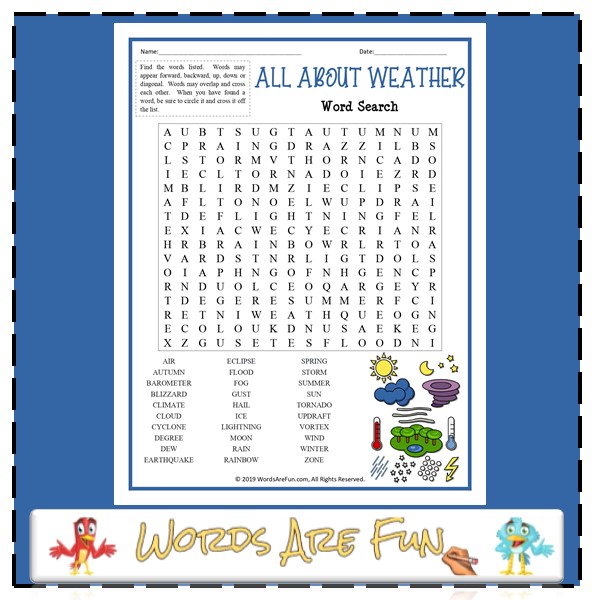 All About Weather Word Search