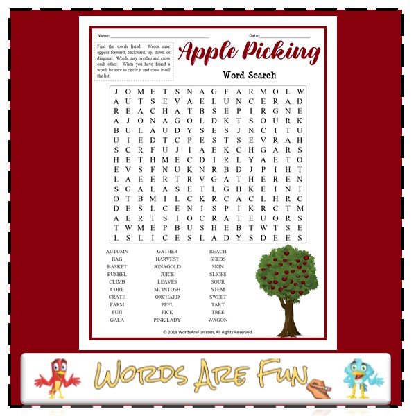 Apple Picking Word Search