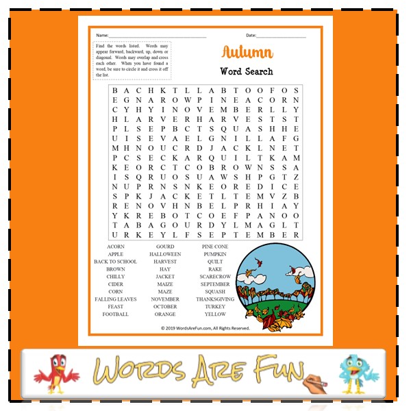 Autumn Word Search