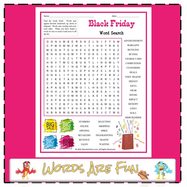 Black Friday Word Search