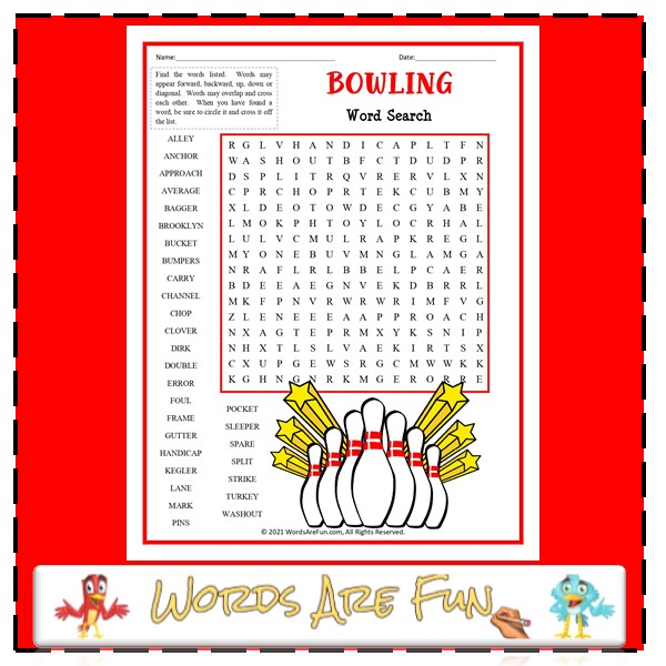 Bowling Word Search