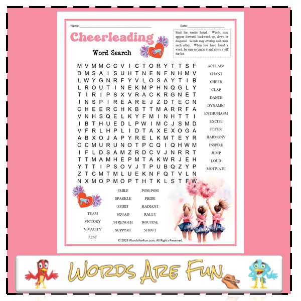 Cheerleading Word Search