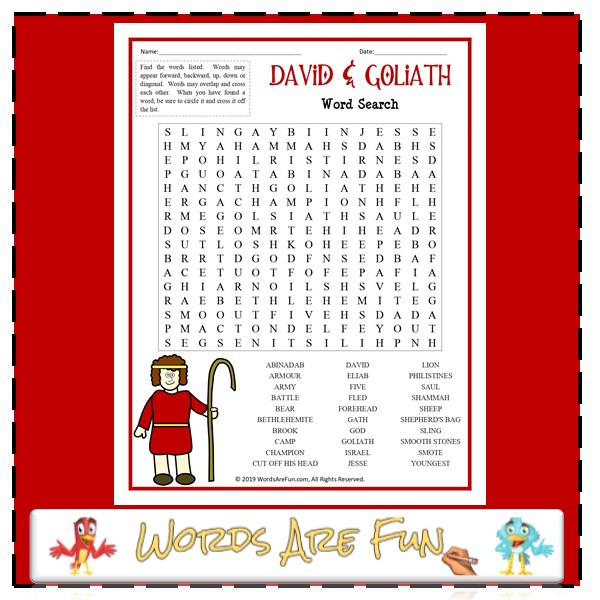 David & Goliath Word Search