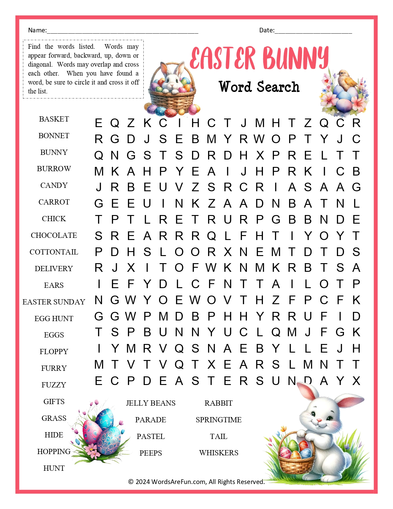 Easter Bunny Word Search