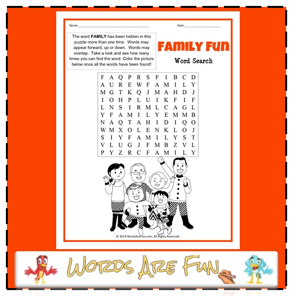 Family Fun Word Search (Easy)