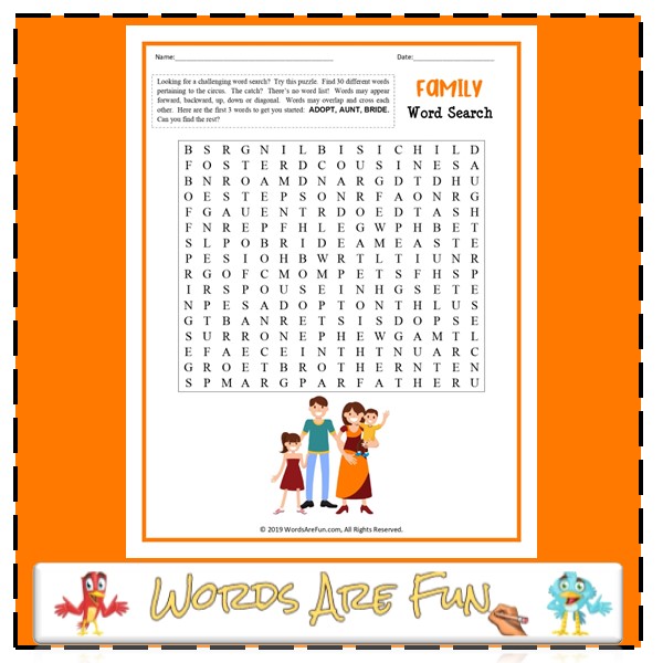 Family Word Search (Challenging)