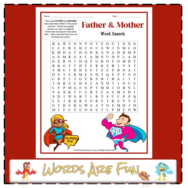 Father & Mother Word Search