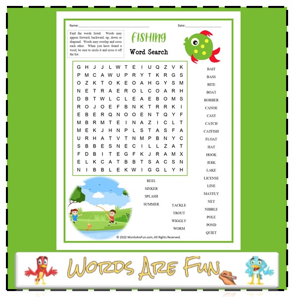 Fishing Word Search