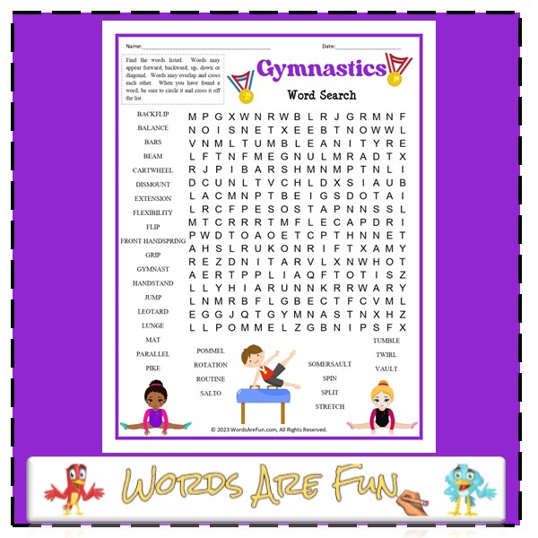 Gymnastics Word Search