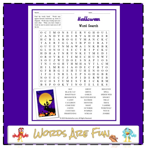 Halloween Word Search