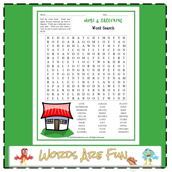 Home & Gardening Word Search