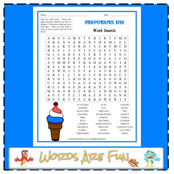 Independence Day Word Search