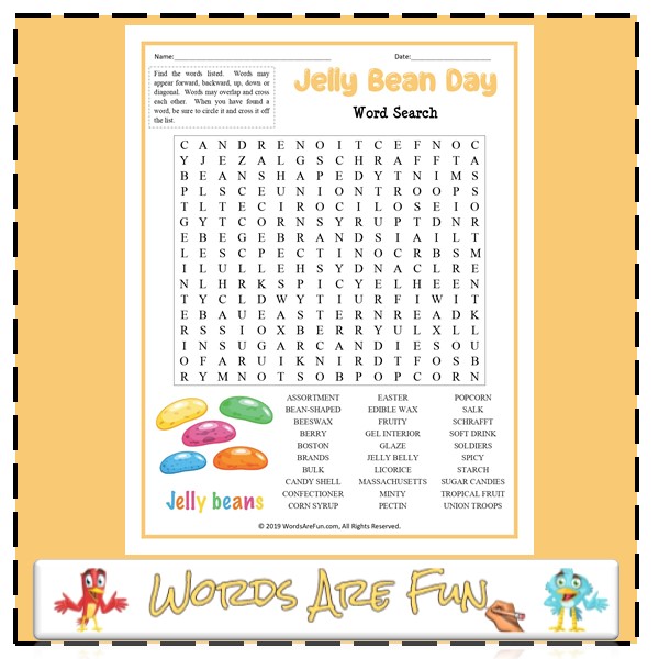 Jelly Bean Day Word Search