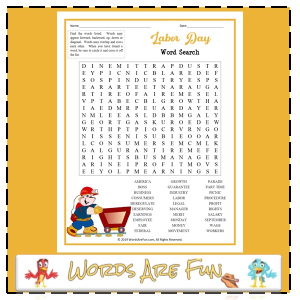 Labor Day Word Search