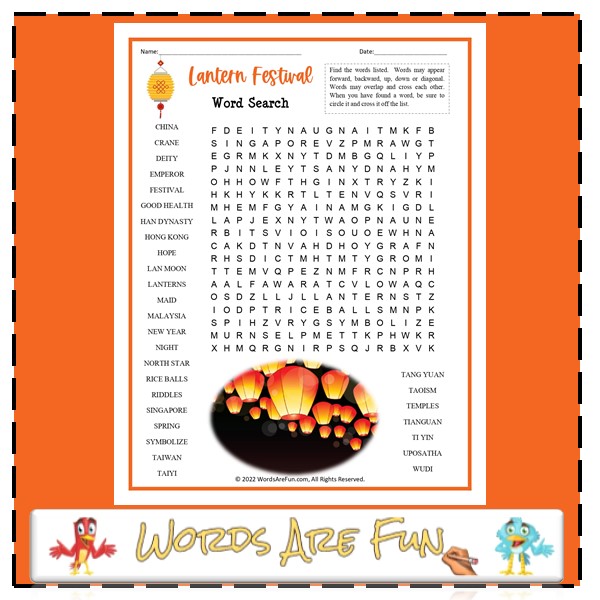 Lantern Festival Word Search