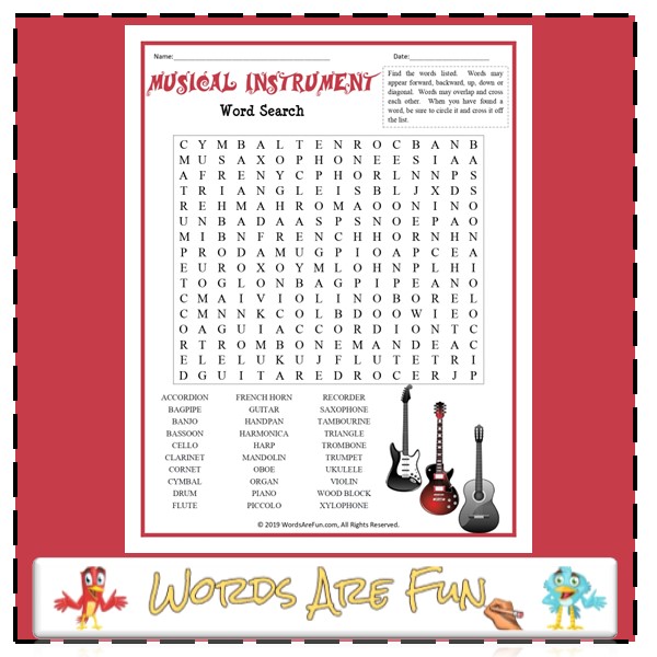 Musical Instrument Word Search