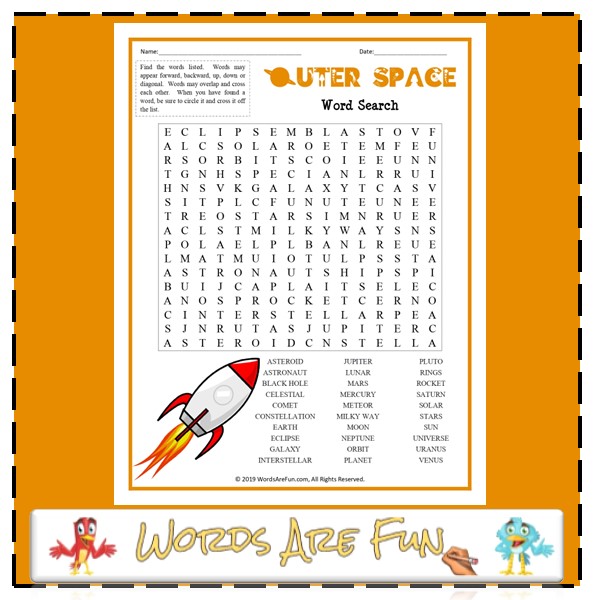 Outer Space Word Search