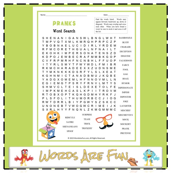 Pranks Word Search