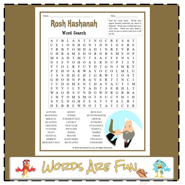 Rosh Hashanah Word Search