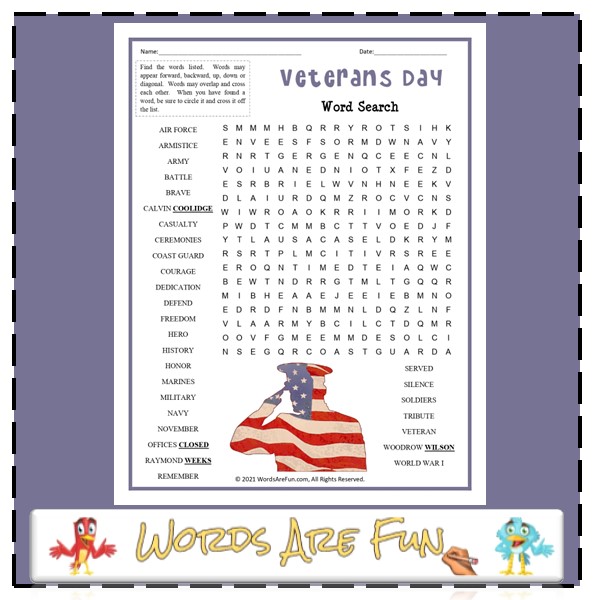 Veterans Day Word Search