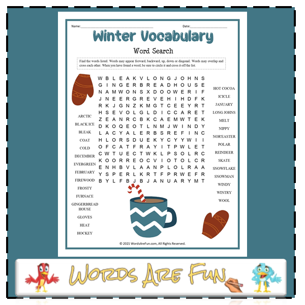 Winter Vocabulary Word Search