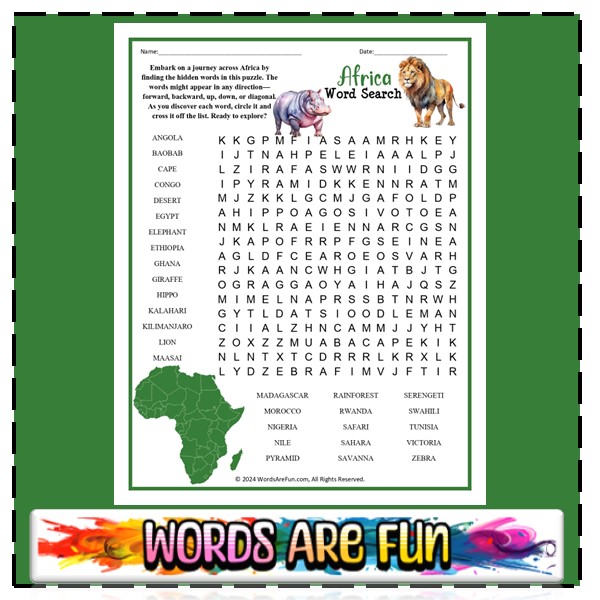 Africa Word Search