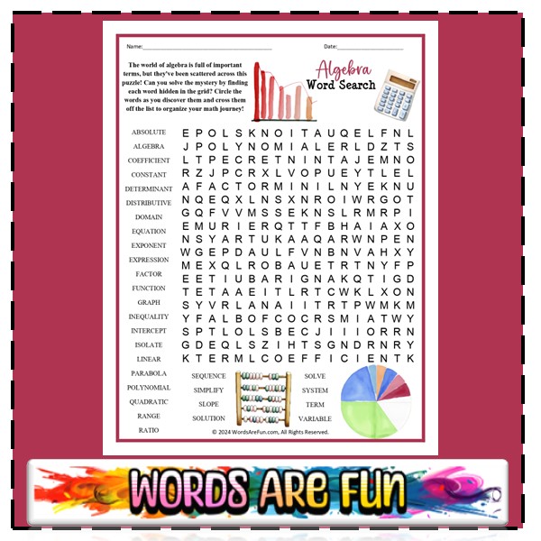 Algebra Word Search