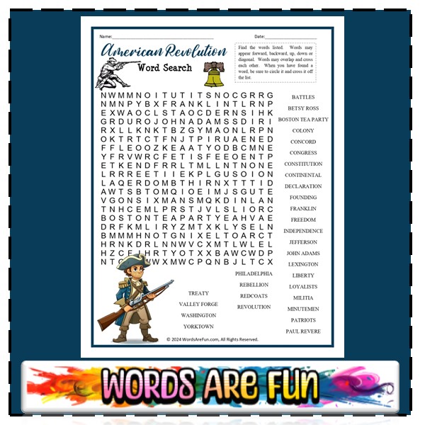 American Revolution Word Search