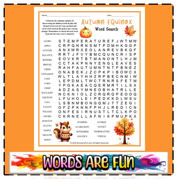 Autumn Equinox Word Search