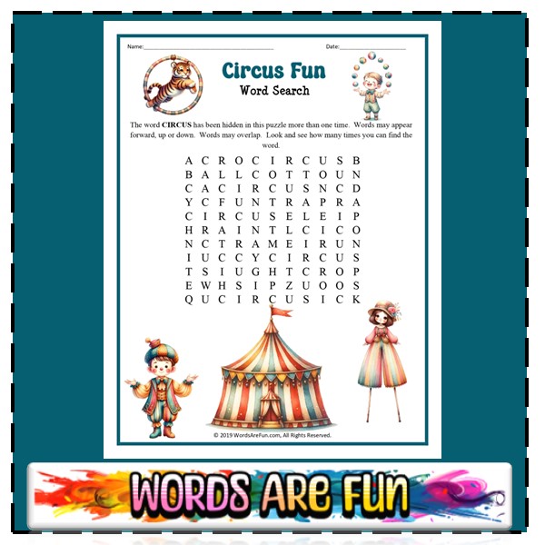 Circus Fun Word Search (Easy)