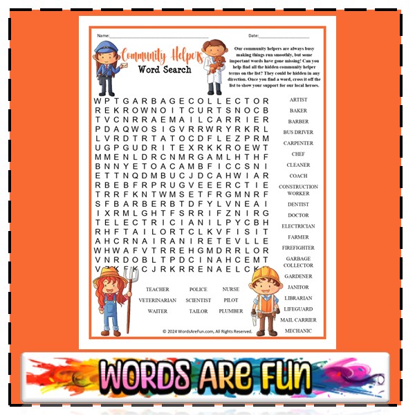 Community Helpers Word Search