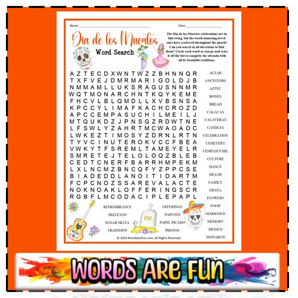 Dia de los Muertos Word Search