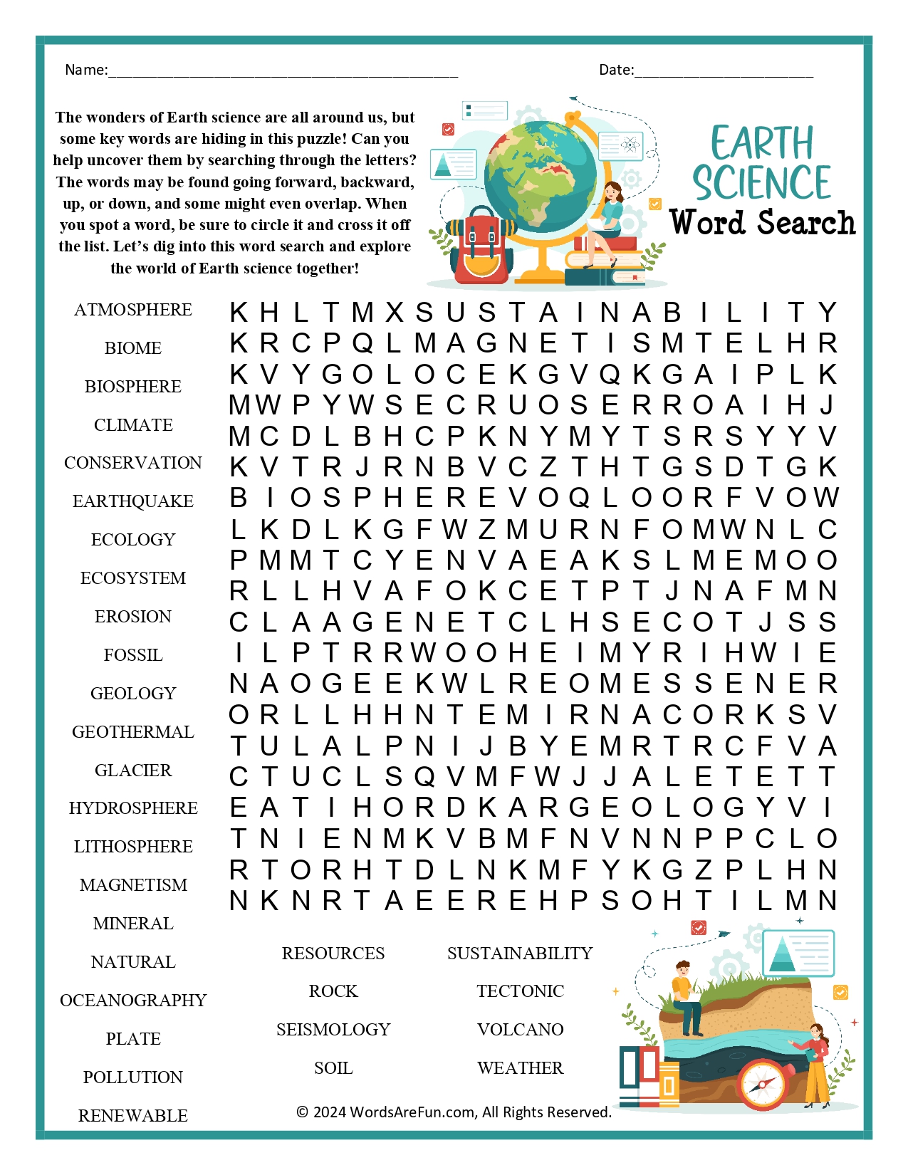 Earth Science Word Search