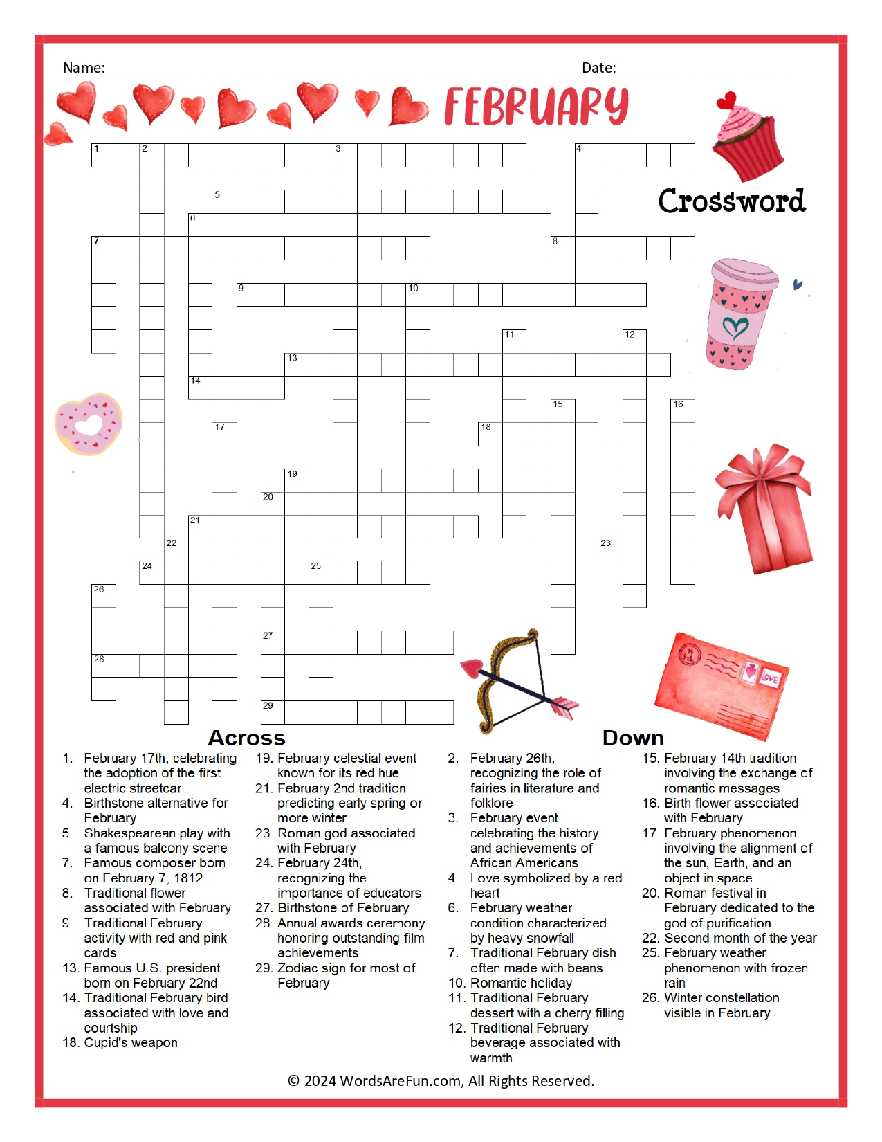 February Crossword Puzzle