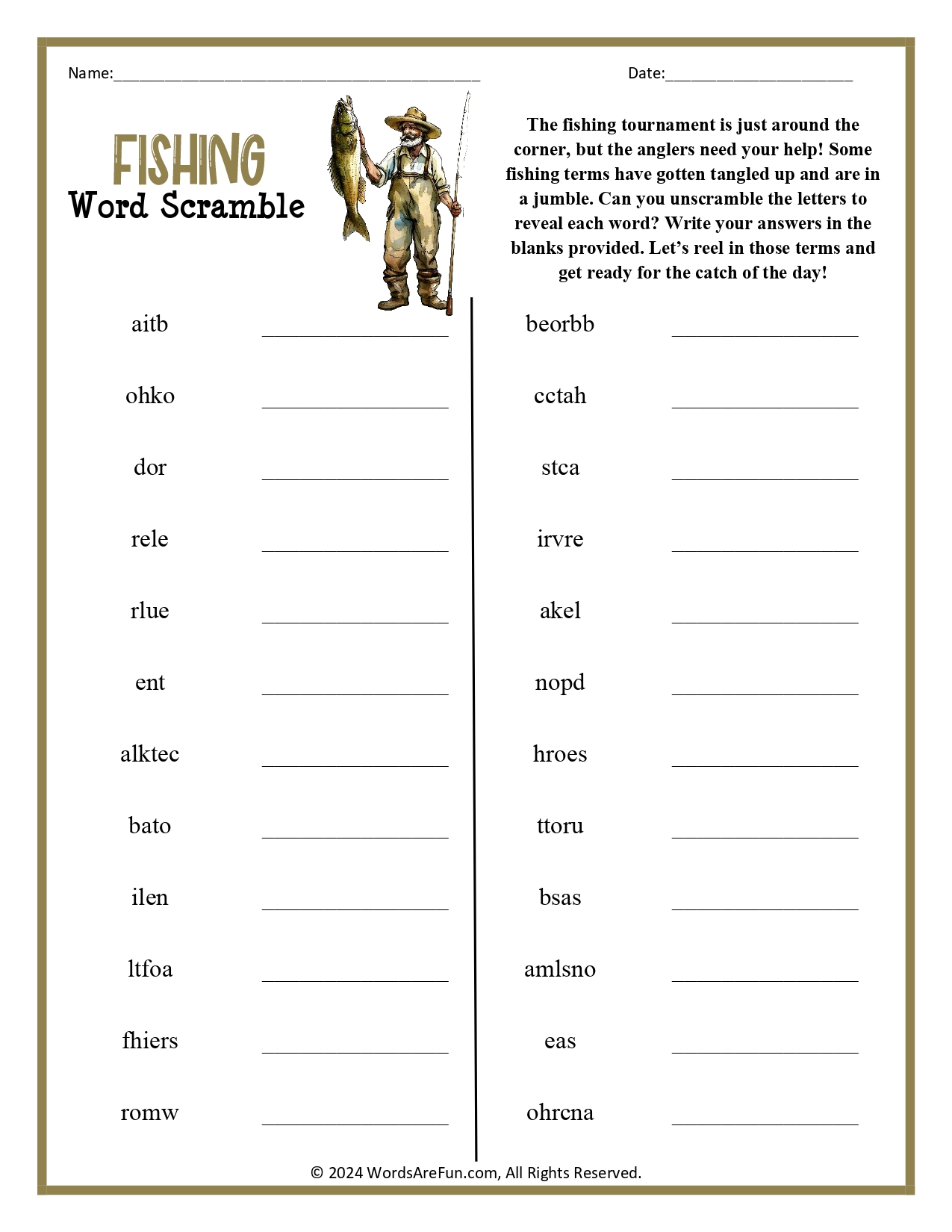 Fishing Word Scramble