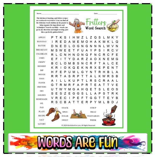 Fritters Word Search