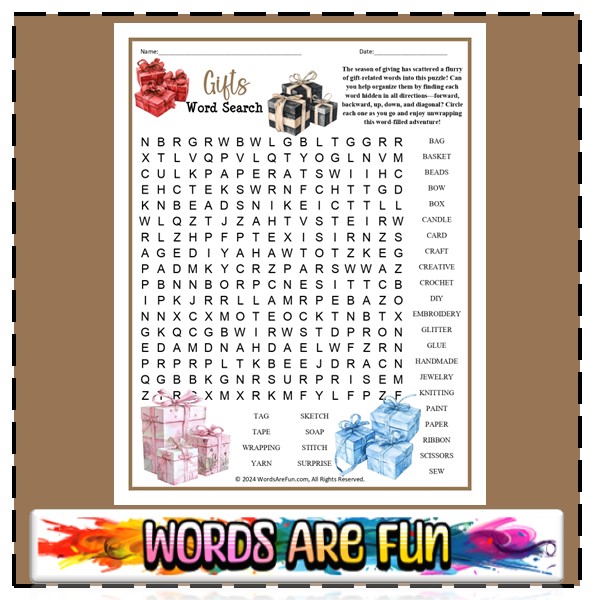 Gifts Word Search