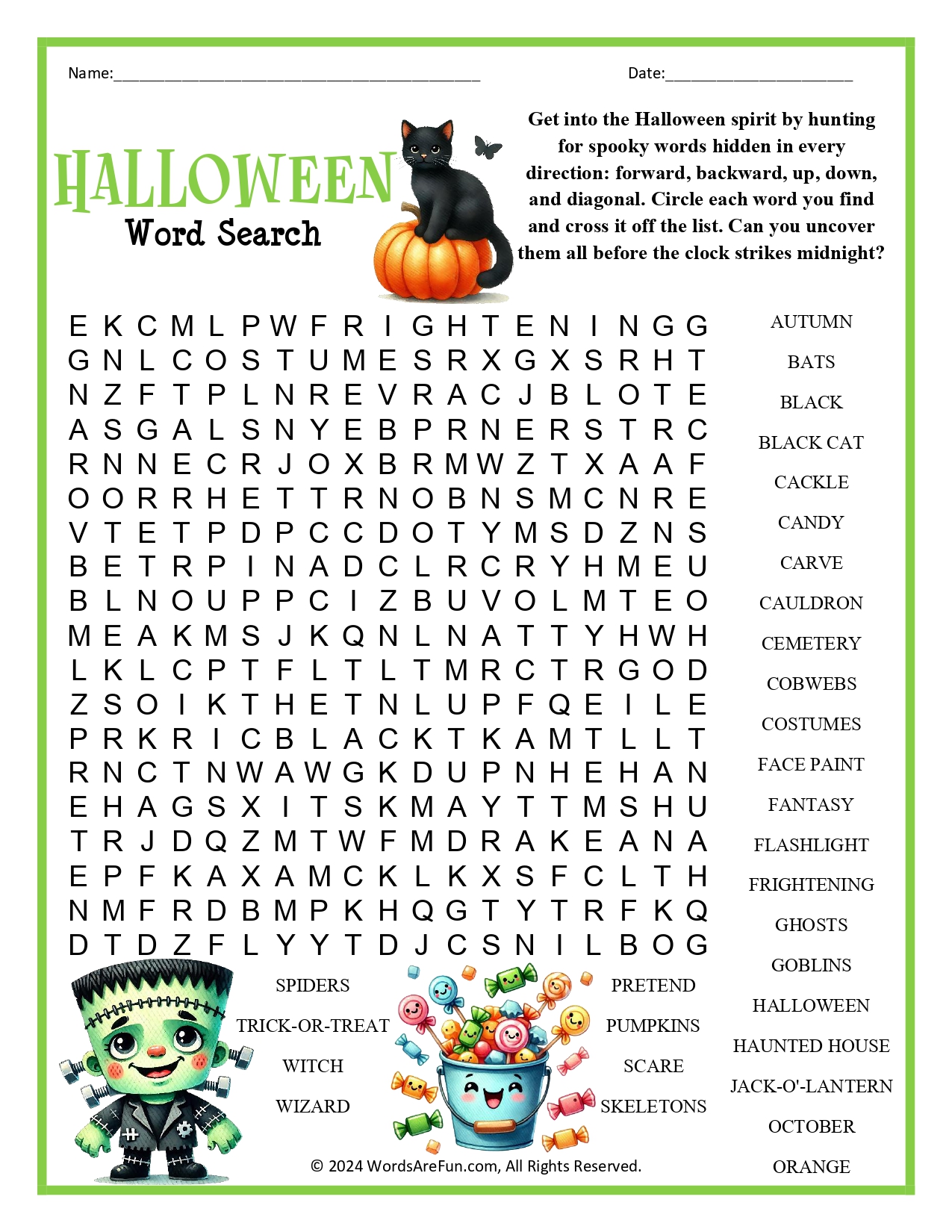 Halloween Word Search for Kids