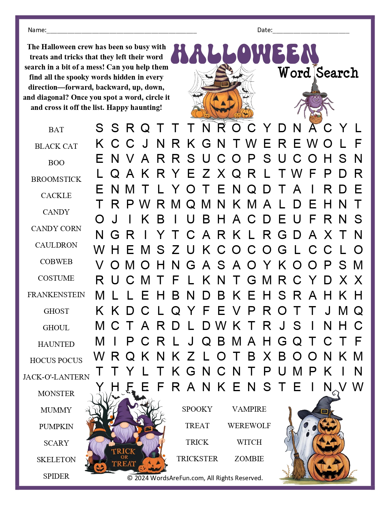 Halloween Word Search