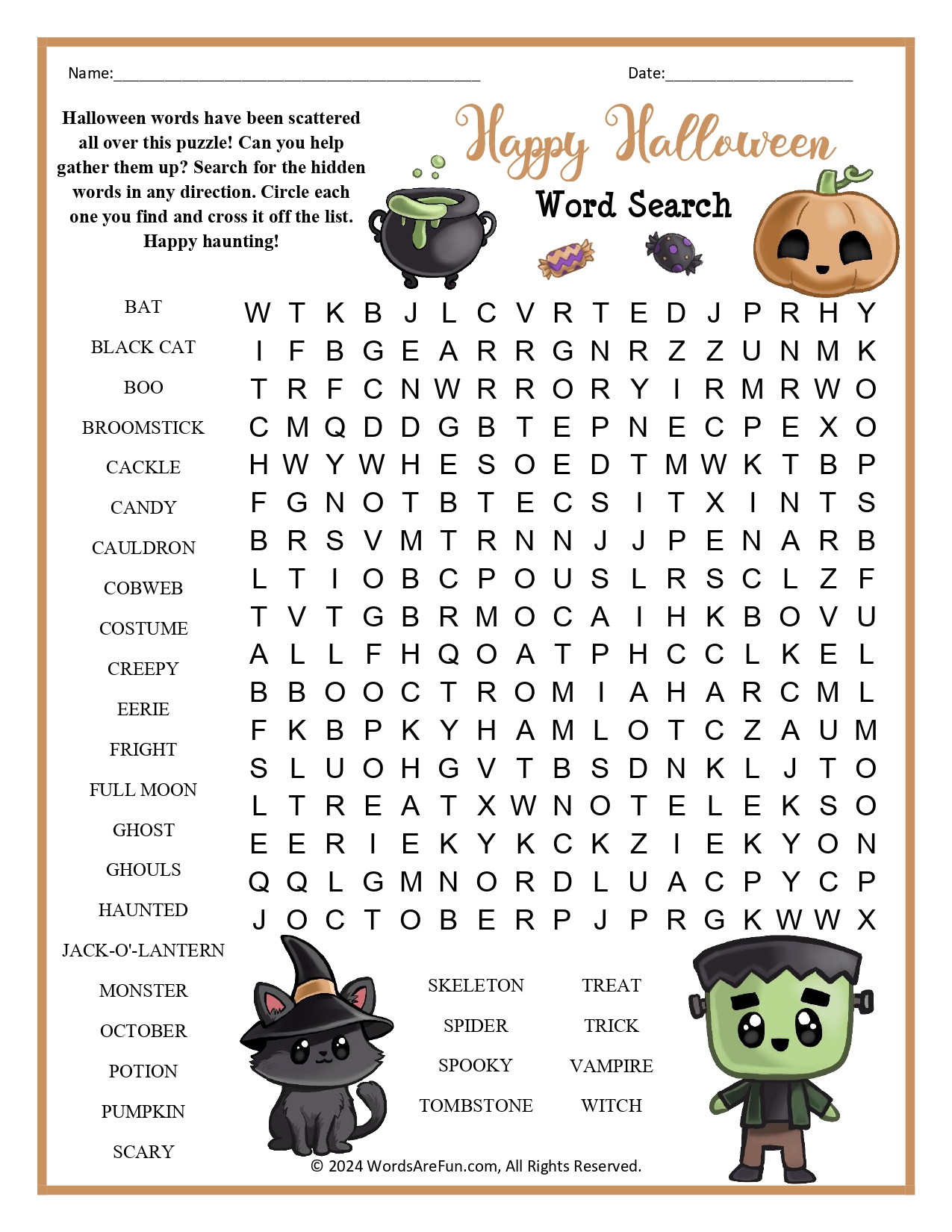 Happy Halloween Word Search