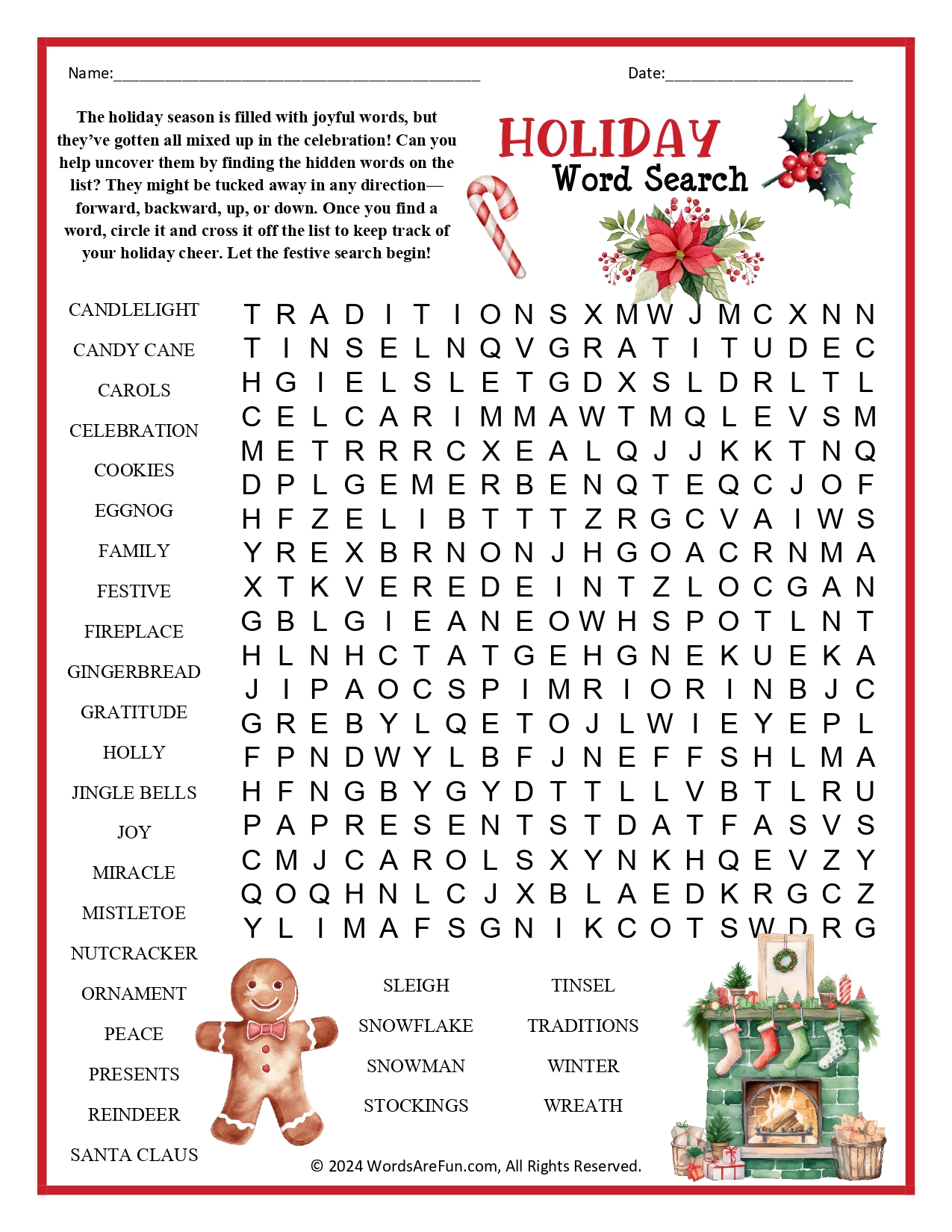 Holiday Word Search