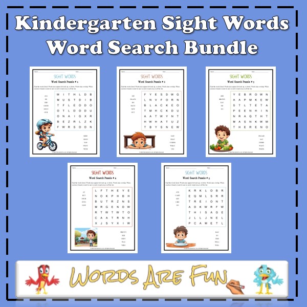 Kindergarten Sight Word Search Bundle