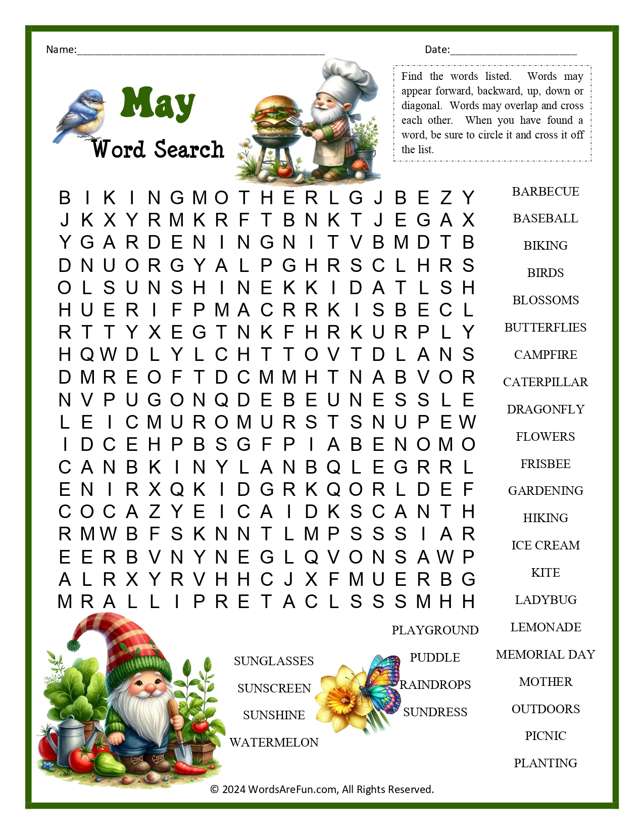 May Word Search