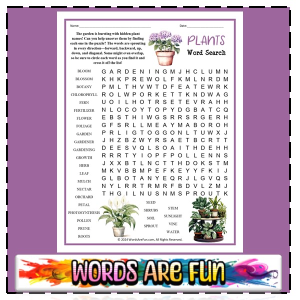 Plants Word Search