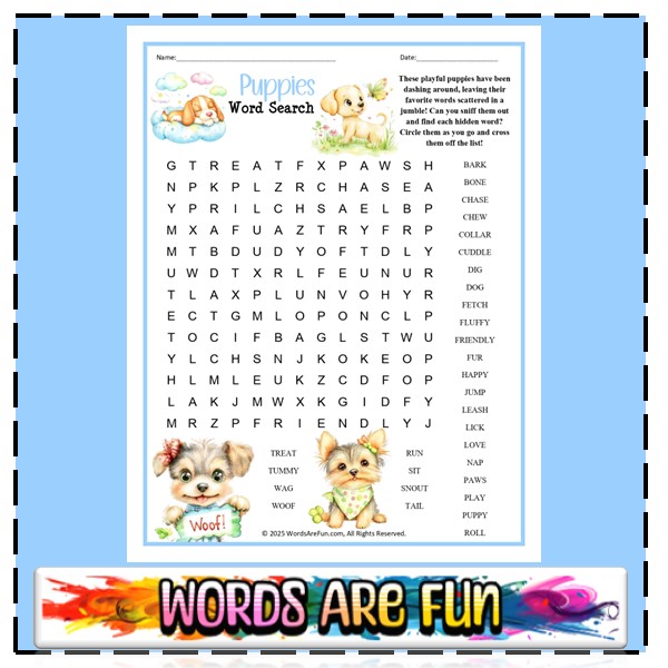 Puppies Word Search