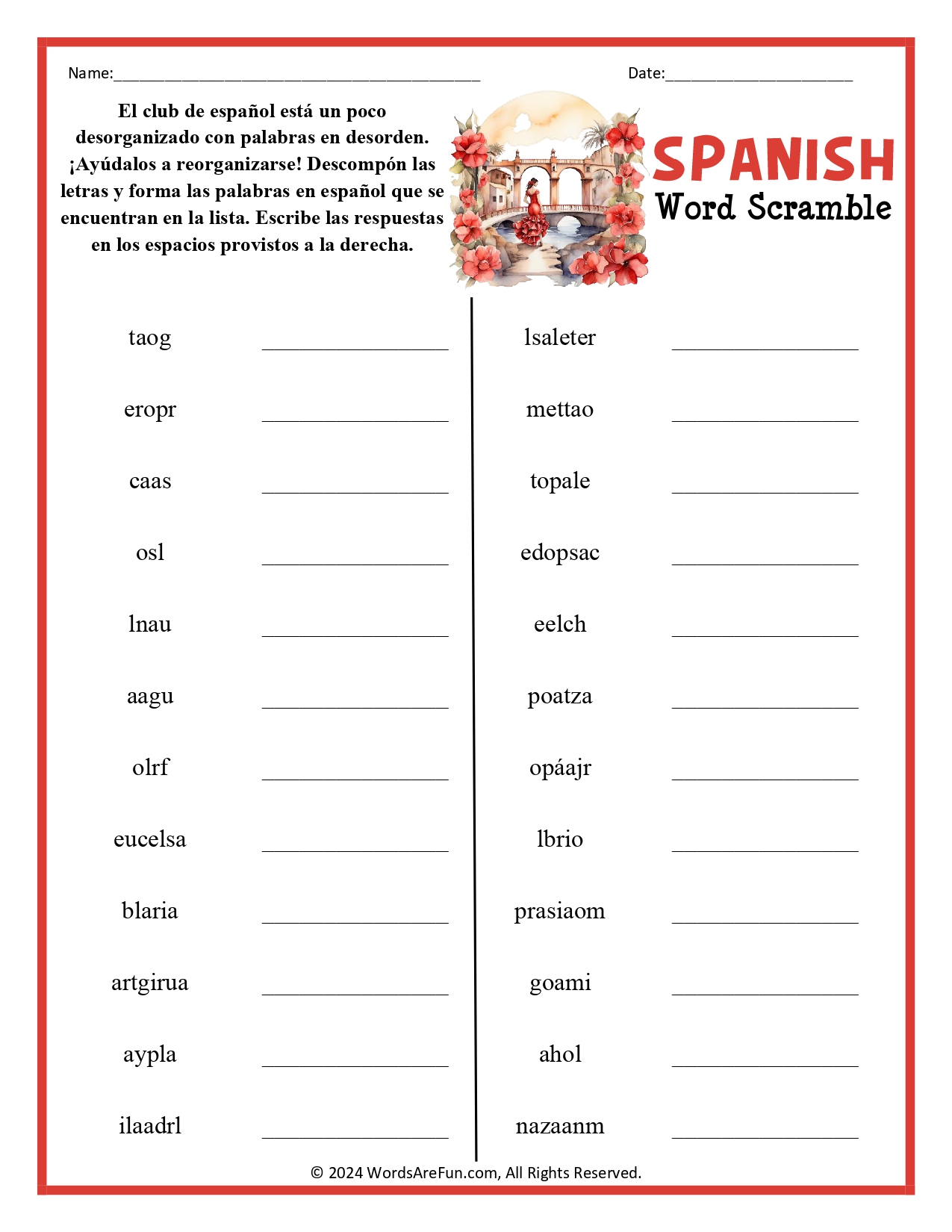 Spanish Word Scramble