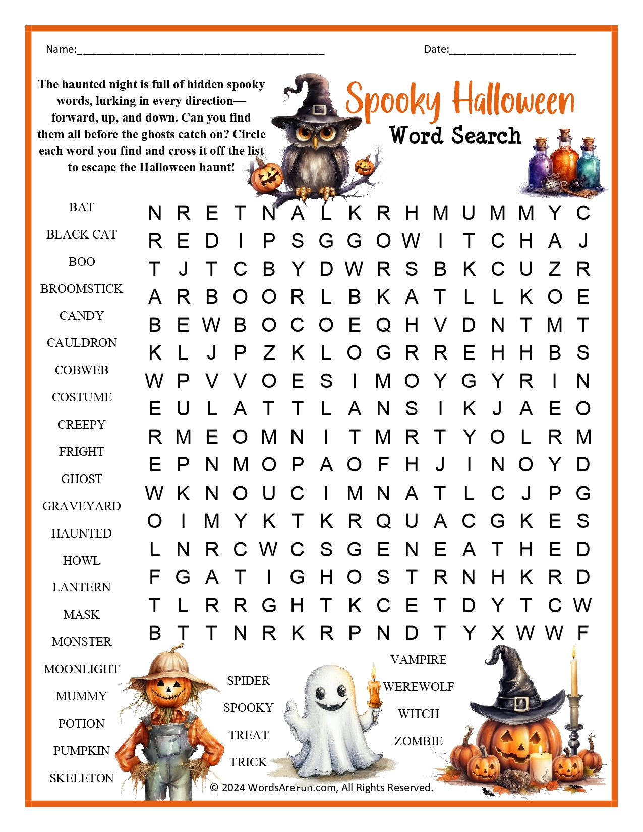 Spooky Halloween Word Search