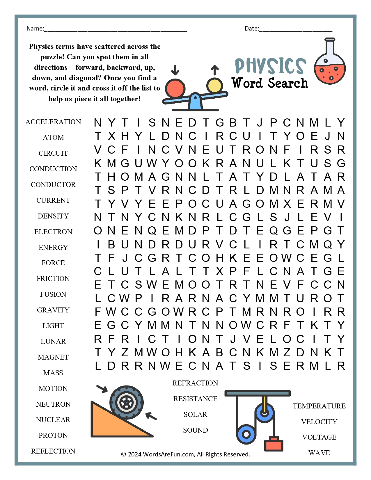 Word of Physics Word Search