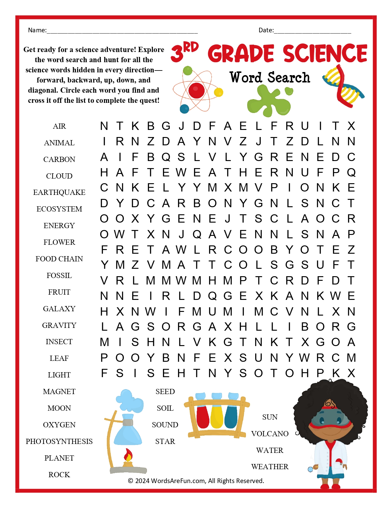 3rd Grade Science Word Search